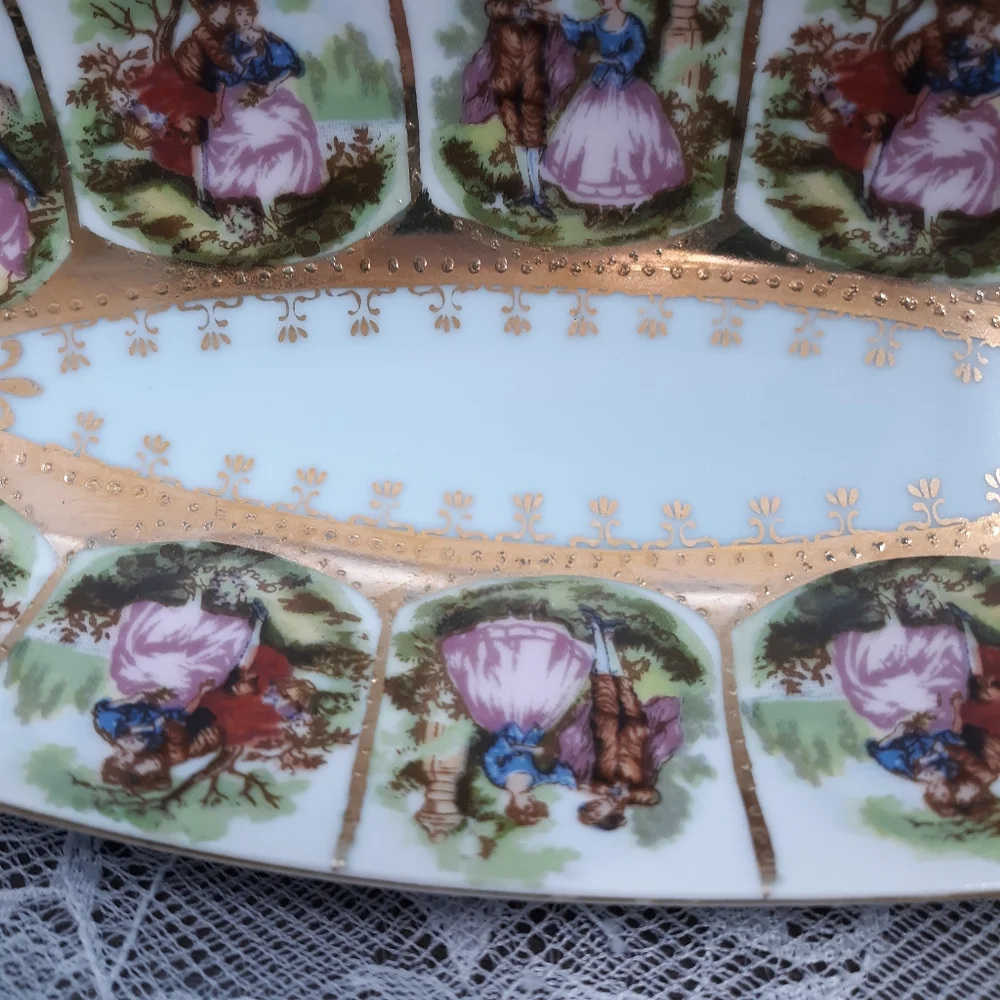 1890s Hand Painted Royal Vienna Oval Portrait Plate Bon Bon Dish Beehive Mark